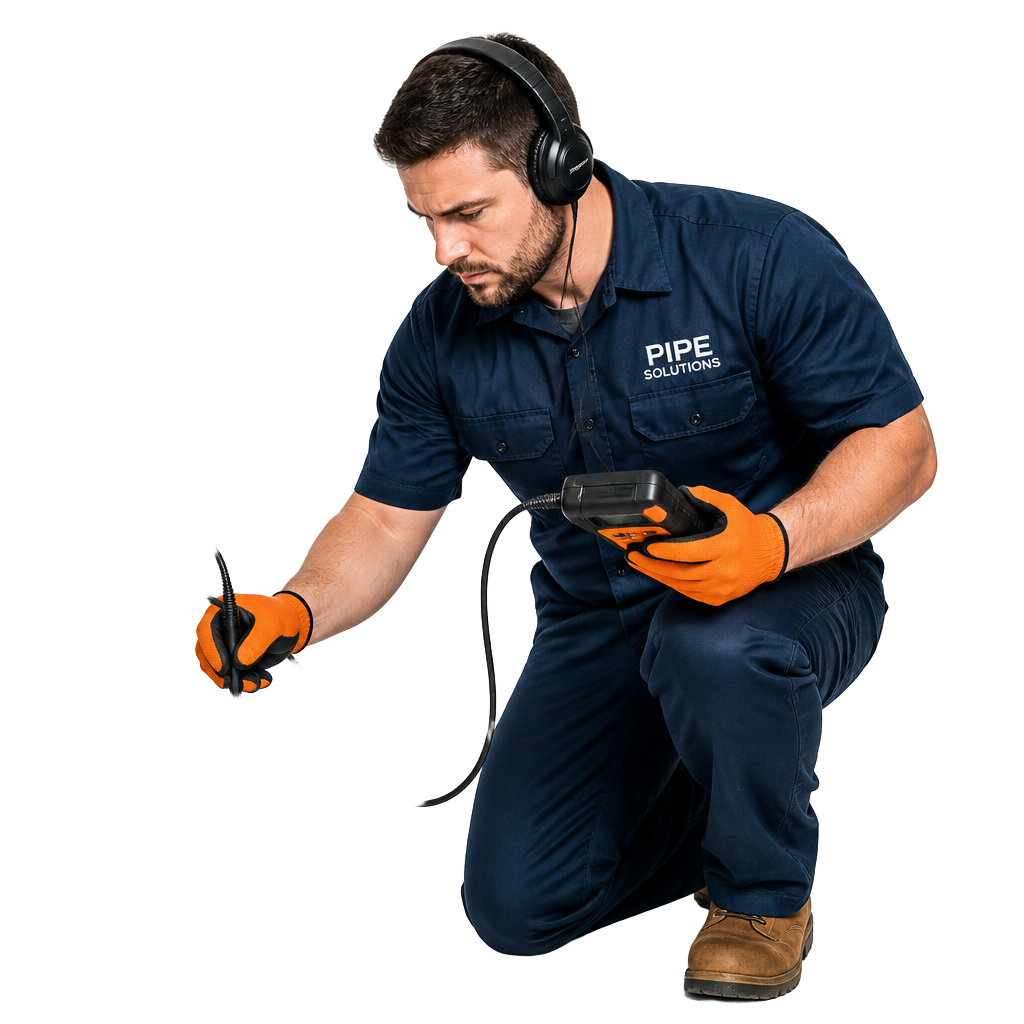 Torrance plumbing technician performing acoustic leak detection inspection